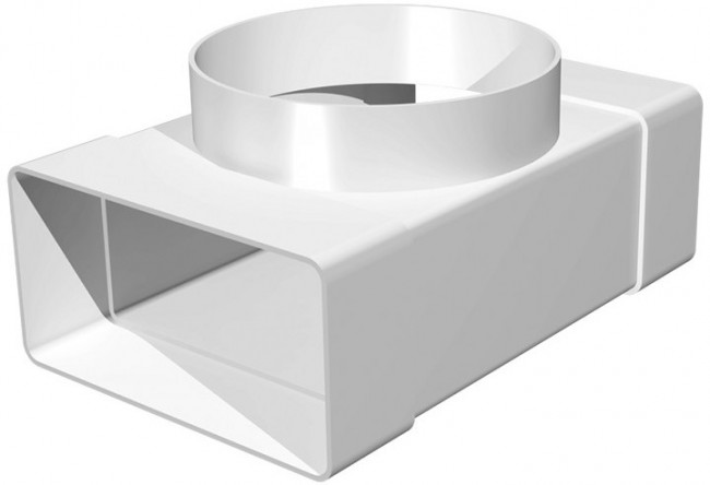 Тройник для плоского канала 120х60 с выходом на фитинг Ø100 Эвент