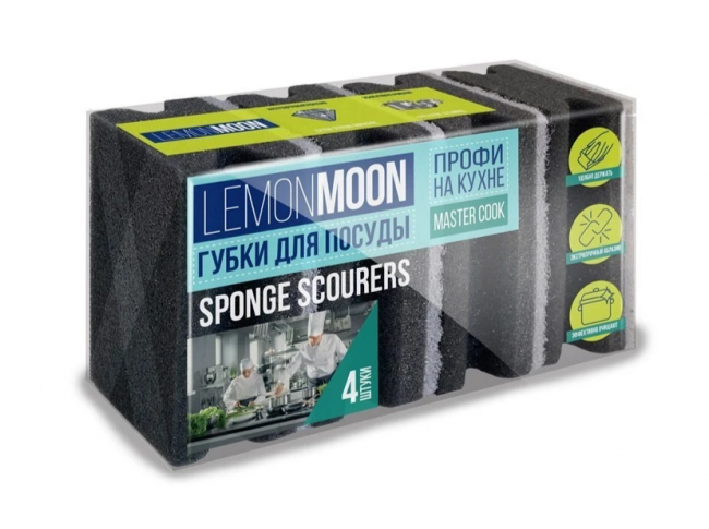 Губка для посуды фреза Lemon Moon 4шт
