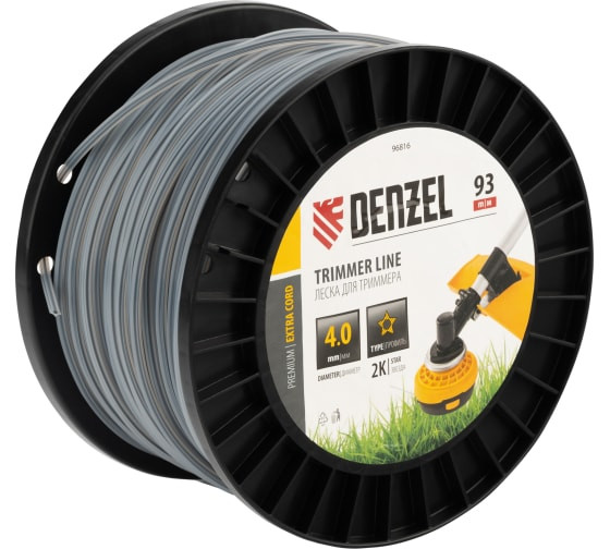 Леска для триммера двухкомпонентная звезда, 4,0мм Denzel