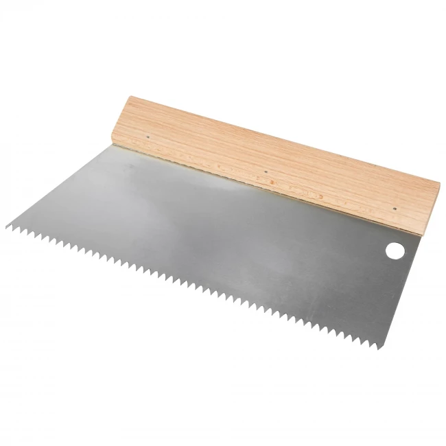 Шпатель для клея зубчатый нержавеющая сталь деревянная ручка  Dominus