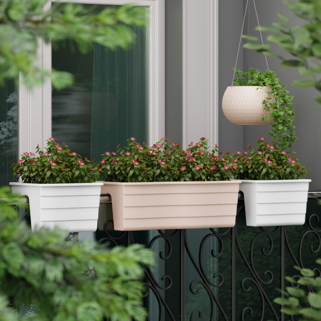 Кашпо на перила 290х290х200мм, цвет белый