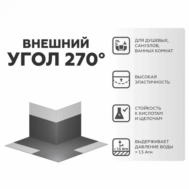 ГидроЛента угол внешний 270гр Плитонит