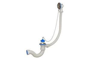 Сифон для ванной 1½"х40мм S-образный перелив, мет.цепочка, нерж.реш. А-4008 ОРИО