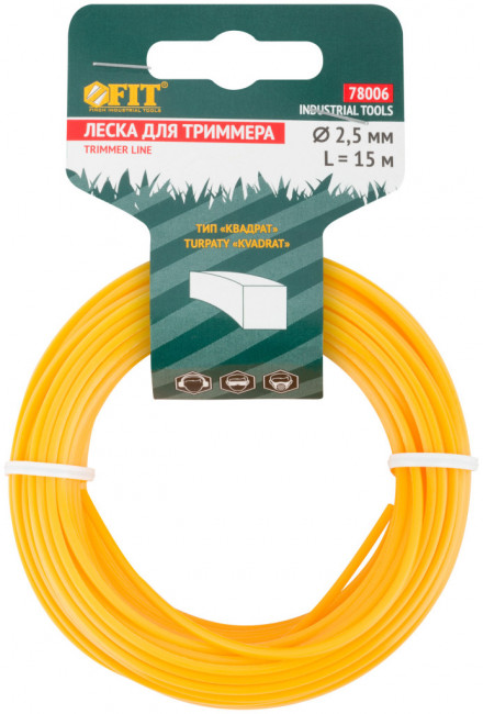 Леска триммера "Квадрат" 15 м FIT