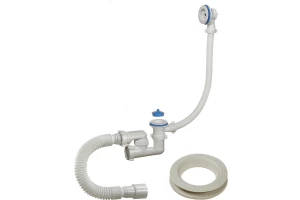 Сифон для ванной 1½"х40мм регул. перелив, гофрированная труба 40х40/50мм, пласт.реш. А-60089 ОРИО 