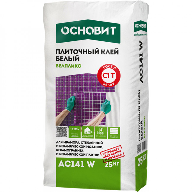 Клей плиточный ОСНОВИТ БЕЛПЛИКС АС 141 W Клей плиточный ОСНОВИТ БЕЛПЛИКС АС 141 W