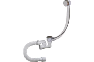 Сифон для ванной 1½"х40мм регул.полуавтомат, перелив, гофрированная труба 40х40/50мм, хром А-28089 ОРИО