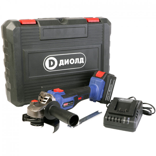 Аккумуляторная угловая шлифмашина Диолд  АМШУ-20ЛИ-01  (c батареей и ЗУ в кейсе)