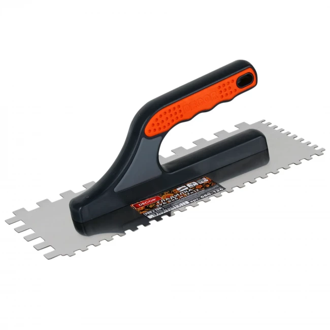 Гладилка 280х130 мм нерж.зубчатая 6мм и 12мм 3-К ручка  DECOR