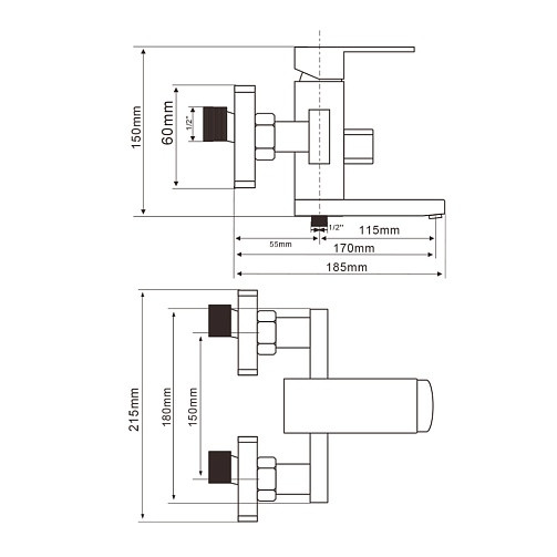 Смеситель для ванной KUB13-310 нержавеющая сталь одноручковый KUBUS Wesnaart