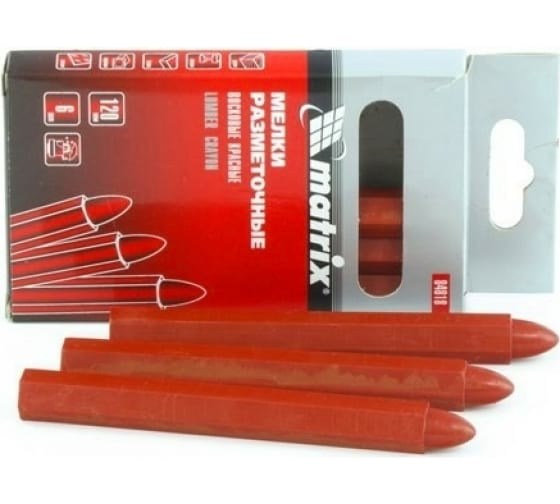 Мелки разметочные восковые красные, 120мм, коробка 6шт. Matrix