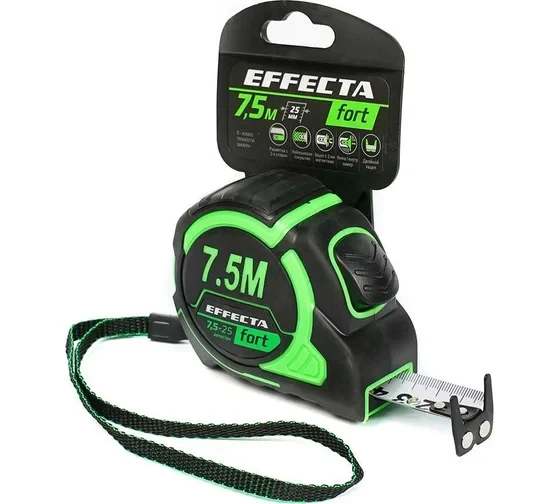 Рулетка в обрезиненном корпусе Effecta Fort