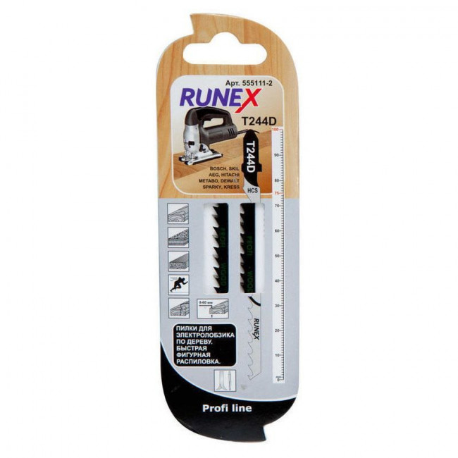 Пилки для лобзика 100x75 мм 6з/д фигурный распил Runex T244D 