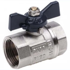 Кран шаровый никелированный бабочка  