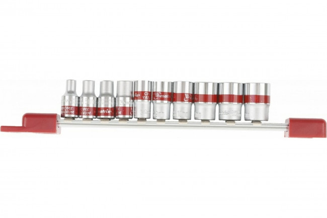 Набор торцевых головок 1/4" 6-ти гр., CrV, 10шт., 4-13мм Matrix