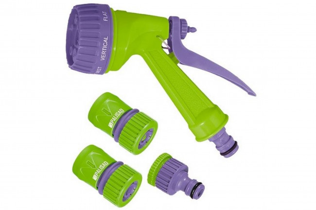 Набор для подключения шланга 3/4" (пистолет 7 режимов, адаптер, 2 соединителя) Palisad