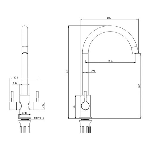 Смеситель для кухни EKO05-1102 нержавеющая сталь двухручковый EKO Wesnaart