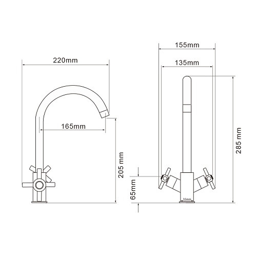 Смеситель для кухни KOM17-110 латунный двухручковый KOMETA Wesnaart