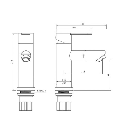 Смеситель для раковины EKO05-210 нержавеющая сталь одноручковый EKO Wesnaart