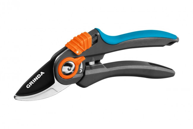 Секатор с двухкомпонентными рукоятками, плоскостной, рез до 18мм  GRINDA PROLine
