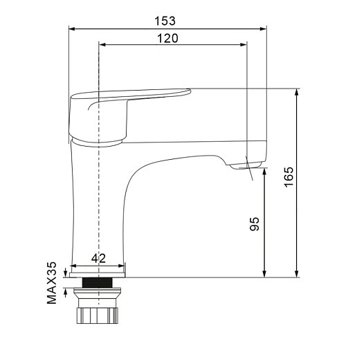 Смеситель для раковины NOV03-210Black латунный одноручковый чёрный NOVA Wesnaart Смеситель для раковины NOV03-210Black латунный одноручковый чёрный NOVA Wesnaart