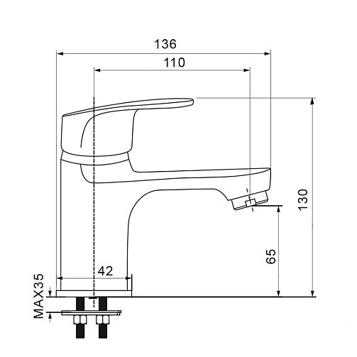 Смеситель для раковины OCE12-210 латунный одноручковый OCEAN Wesnaart