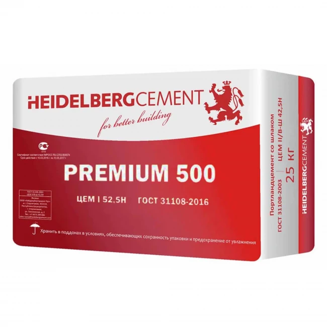 Цемент HEIDELBERG (PREMIUM 600 ЦЕМ 1 52.5Н) 25кг.