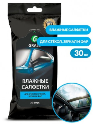 Влажные салфетки для очистки стекол, зеркал и фар 30шт GRASS 