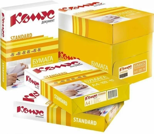 Бумага офисная Комус Документ Standard А4 80 г/кв.м марка С 146 CIE (500 листов)