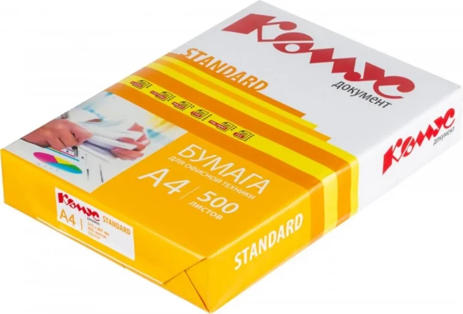 Бумага офисная Комус Документ Standard А4 80 г/кв.м марка С 146 CIE (500 листов)
