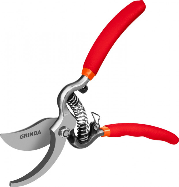 Секатор цельнокованный с эргономичными рукоятками, плоскостной, рез до 25мм GRINDA