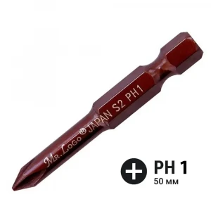 Бита PH1 для шуруповерта магнитные 50 мм Mr.Logo Сталь - Japan 