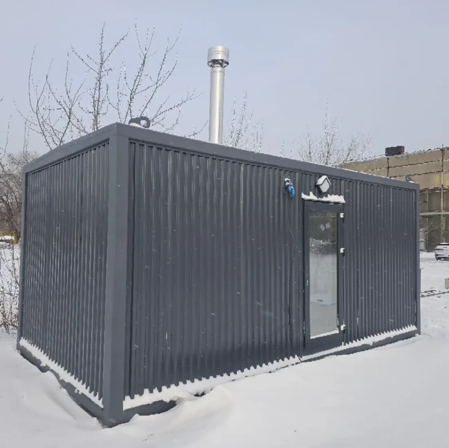 Модульная мобильная баня 3 на 6 метров выполненная в стиле Хай-тек по каркасной технологии