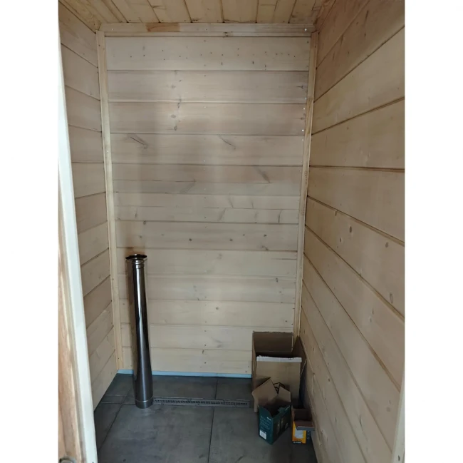 Модульная мобильная баня 3 на 6 метров выполненная в стиле Хай-тек по каркасной технологии