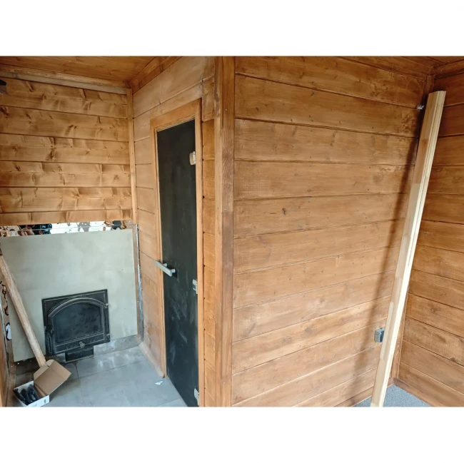 Модульная мобильная баня 3 на 6 метров выполненная в стиле Хай-тек по каркасной технологии