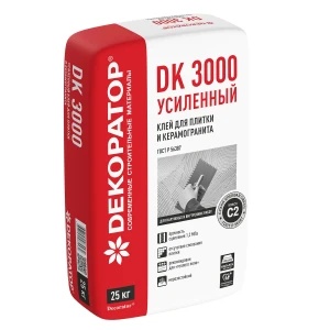Плиточный клей Декоратор 3000 усиленный для плитки и керамогранита С2 (25кг)