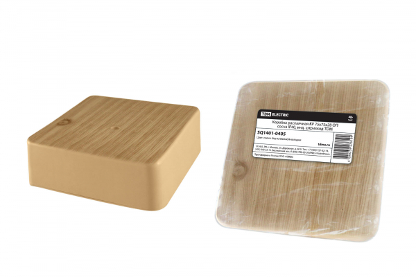 Коробка распаячная TDM КР 75х75х28 открытая установка, цвет сосна IP40