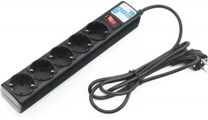 Сетевой фильтр 5 гнезд с заземелнием ПВС 3х0,75 10А 2200Вт B черный PowerCube SPG5-C2