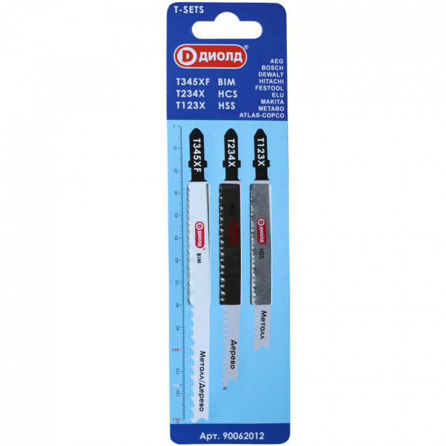 Пилки для лобзика Диолд T-SETS (Т123X, Т234X, Т345X)