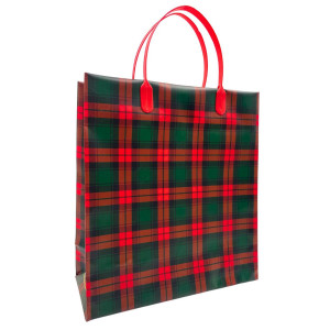 Подарочный пакет Модная клетка 23х26+10 из мягкого пластика