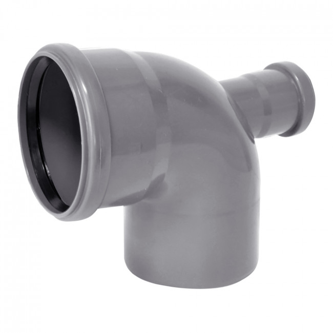 Отвод переходной для канализационных труб Ø110х50мм 90° 