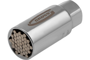 Головка торцевая многоразмерная, CrV, 6-21 мм, под квадрат 3/8, CrV, хромированная Gross