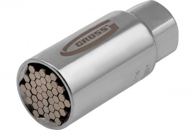 Головка торцевая многоразмерная, CrV, 6-21 мм, под квадрат 3/8, CrV, хромированная Gross