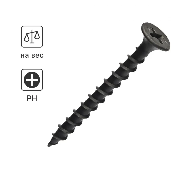 Саморез чёрный по дереву