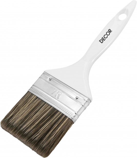 Кисть плоская PROFI для лака темная синтет. щетина, пластиковая ручка DECOR