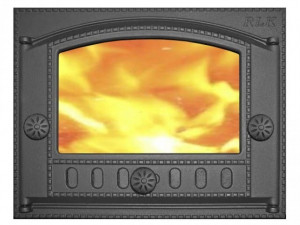 Дверца каминная чугунная ДК-2С RLK 365 крашенная со стеклом(375х300мм) 