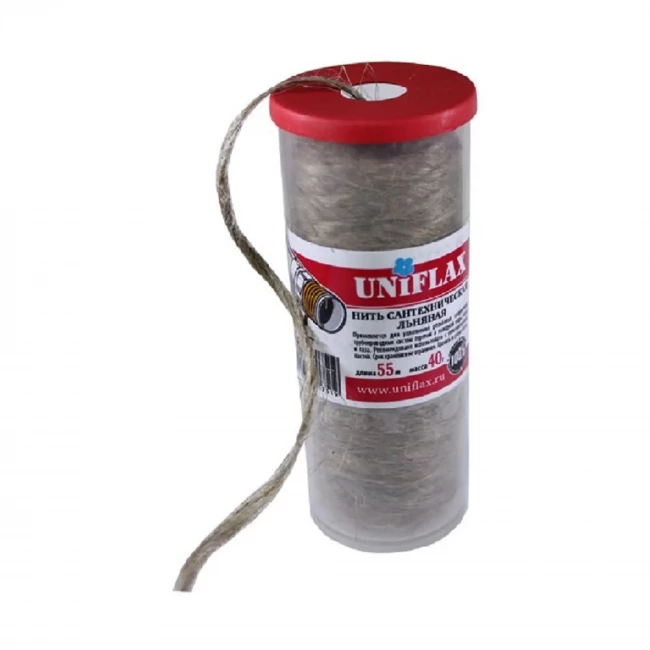 Нить сантехническая льняная д/резьбовых соединений 55м 40гр. Uniflax 